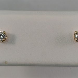14k Yellow Gold, .22ctw Diamond Stud Earrings - $640