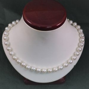 18" Freshwater Pearl Necklace with Handmade 14KW S-Clasp and Bead Caps - $425