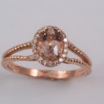 10k Rose Gold Morganite and Diamond Ring, .12ctw diamond - $858
