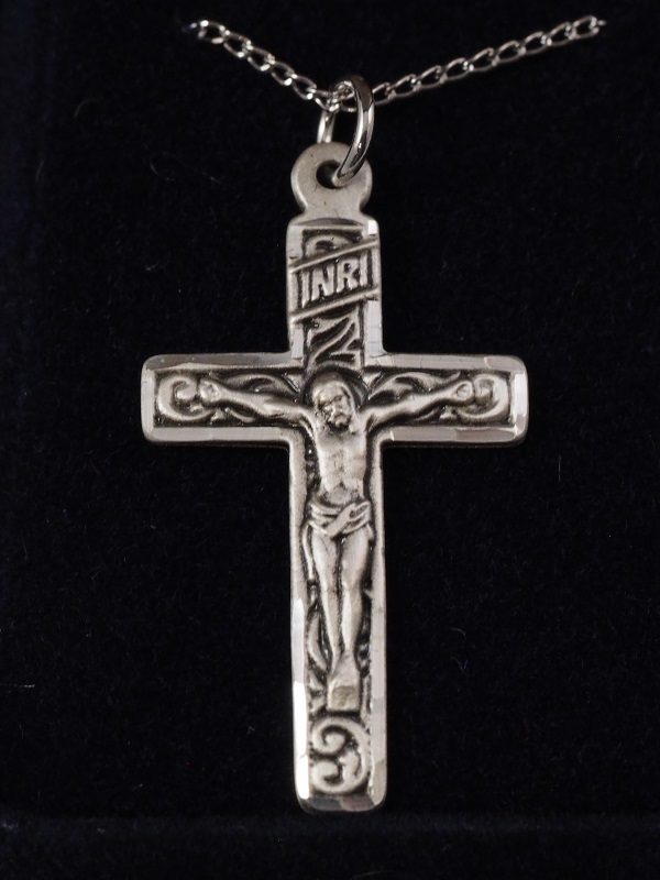 Sterling Silver Engraved Crucifix 1 1/4" X 5/8" with 18" SS Chain - $57.50