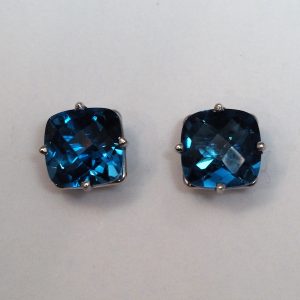 14k White Gold London Blue Topaz Earrings - $378