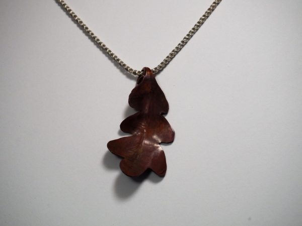 Hand Forged Copper Leaf Pendant, no stone